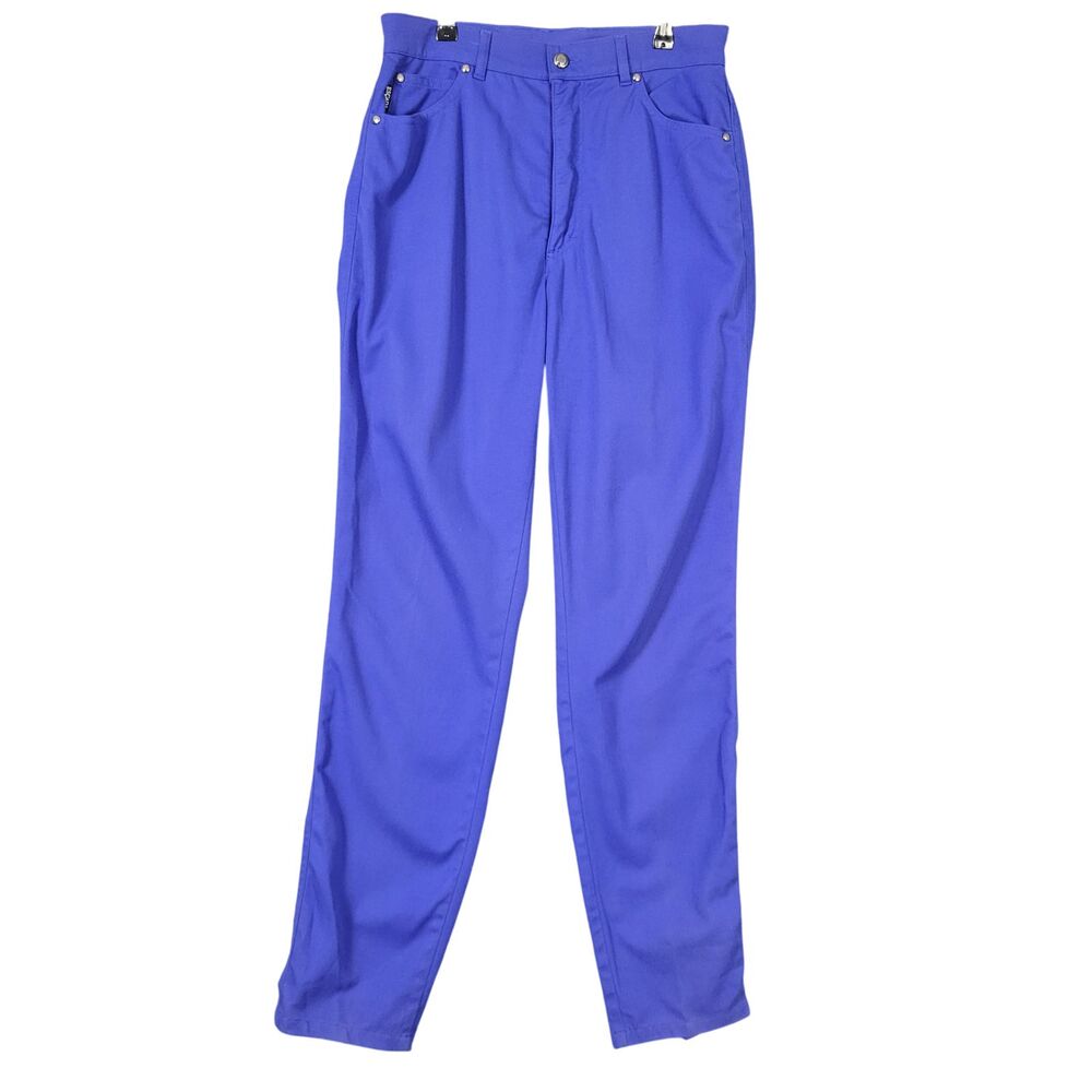 ESCADA Blue High Rise Straight Leg Stretch Twill Pants Italy Made SIZE 40 US 10
